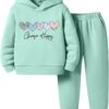 Girls Sweatsuits - Letter Printing Girls Pullover Hoodie & Toddler Pants - Outfit for Toddler Girls Size （3-7T