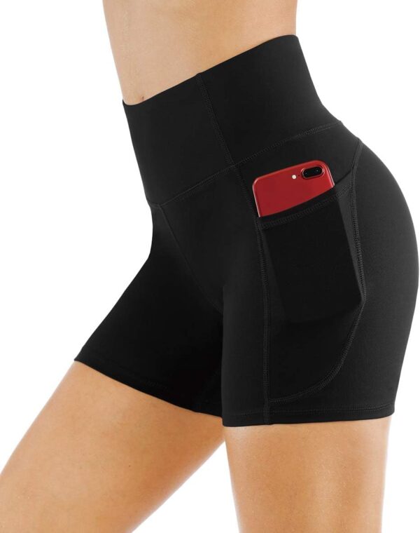 THE GYM PEOPLE High Waist Yoga Shorts for Women's Tummy Control Fitness Athletic Workout Running Shorts with Deep Pockets