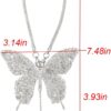 Bling Butterfly Diamond Car Accessories for Women, Crystal Car Rear View Mirror Charms Car Decoration Valentine's Day Gifts Lucky Hanging Interior Ornament Pendant. (Silver)