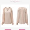 Dokotoo Womens Blouses Fashion Long Sleeve Shirts V Neck Business Casual Tops Spring Summer Outfits 2025