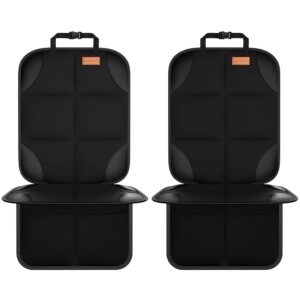 Car Seat Protector, 2Pack Seat Protector Protect Child Seats with Thickest Padding and Non-Slip Backing Mesh Pockets for Baby and Pet,Sedan SUV Truck (Black)