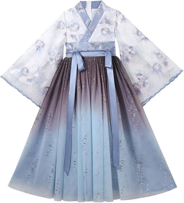 Deluxe Hanfu Chinese Costume For Girls,Kids Tang Dynasty Traditional Floral Embroidery Princess Dress.