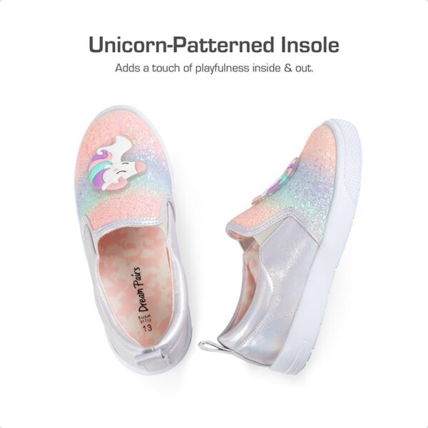 DREAM PAIRS Toddler Sneakers Slip On for Girls Kids Walking Shoes Sparkle Sequins Glitter Shoes Little Kids Comfort Casual