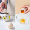 LuoCoCo Cute Egg Separator, Ceramics Vomiting Chicken Egg Yolk White Separator, Practical Household Small Egg Filter Splitter, Kitchen Gadget Baking Assistant Tool, Dishwasher Safe (Yellow)