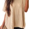 SHEWIN Womens Tops Casual Short Sleeve Sweater Loose Oversized Shirts Spring Tops for Women 2025