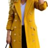 IDEALSANXUN Womens Fall Winter Wool Coats Double Breasted Midi Peacoat Trench Coats