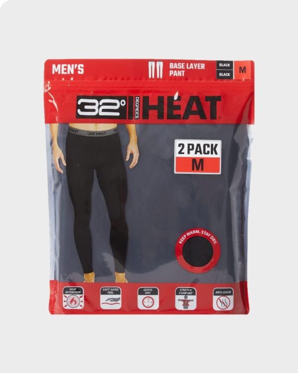 32 Degrees Men's 2-Pack Performance Lightweight Thermal Baselayer Legging Pant