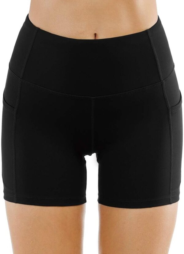 THE GYM PEOPLE High Waist Yoga Shorts for Women's Tummy Control Fitness Athletic Workout Running Shorts with Deep Pockets