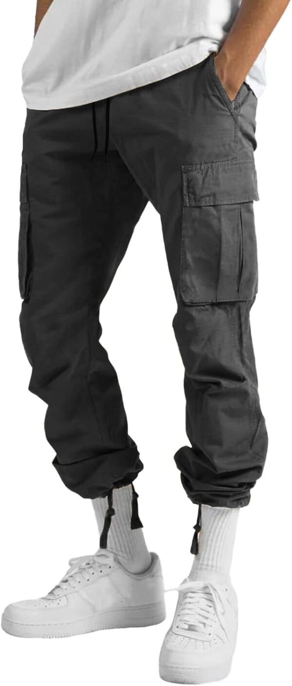 THWEI Mens Cargo Pants Casual Joggers Athletic Pants Cotton Loose Straight Sweatpants