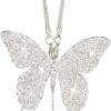 Bling Butterfly Diamond Car Accessories for Women, Crystal Car Rear View Mirror Charms Car Decoration Valentine's Day Gifts Lucky Hanging Interior Ornament Pendant. (Silver)