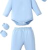 NZRVAWS Newborn Baby Boy Clothes Infant Romper Pants Set Hat 4-Pack Outfits 0-12 Months 16 Pieces Gift Toddler Girl Unisex