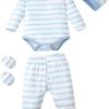 NZRVAWS Newborn Baby Boy Clothes Infant Romper Pants Set Hat 4-Pack Outfits 0-12 Months 16 Pieces Gift Toddler Girl Unisex