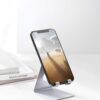 Lamicall Cell Phone Stand, Desk Phone Holder Cradle, Compatible with Phone 12 Mini 11 Pro Xs Max XR X 8 7 6 Plus SE, All Smartphones Charging Dock, Office Desktop Accessories - Silver