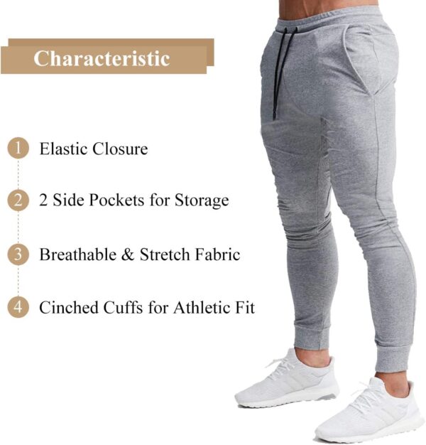 A WATERWANG Men's Slim Jogger Pants, Tapered Athletic Sweatpants for Jogging Running Exercise Gym Workout