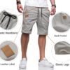 JMIERR Mens Casual Shorts - Cotton Drawstring Summer Beach Stretch Twill Chino Golf Shorts