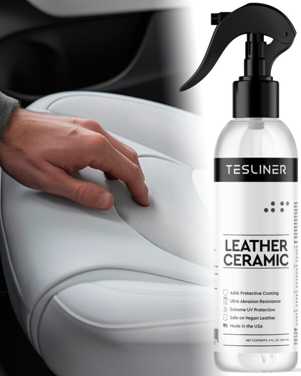 Leather Ceramic Coating for Cars - Prevent Permanent Stains, Leather Shield Ceramic Coating for Tesla Cleaning Products, Vegan Leather Protector for Tesla Model 3 Y S X Car Accessories 2023 & 2024