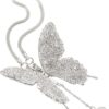 Bling Butterfly Diamond Car Accessories for Women, Crystal Car Rear View Mirror Charms Car Decoration Valentine's Day Gifts Lucky Hanging Interior Ornament Pendant. (Silver)