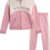 bebe Girls' Jogger Set - 2 Piece Sequin Fleece Zip Up Hoodie and Jogger Pants - Cute Matching Outfits for Girls (Sizes: 7-12)