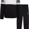 PUMA Boys' Jogger Set - 2 Piece Soft Fleece Pullover Crewneck Sweatshirts and Sweatpants For Boys - Casual Active Set (4-16)