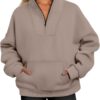 Trendy Queen Sweatshirts Quarter Half Zip Pullover Oversized Hoodies Sweaters Comfy Fall Outfits 2025 Y2K Winter Clothes