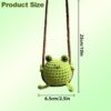 Crochet Swinging Frog Car Mirror Hanging Accessories, Cute Car Decorations for Women Aesthetic, Handmade Knitted Rearview Mirror Car Accessories Home Office Car Mirror Decor