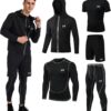 mens 5pcs Men's Compression Sets Pants Long Sleeve Shirt Athletic Shorts Running JacketShirt