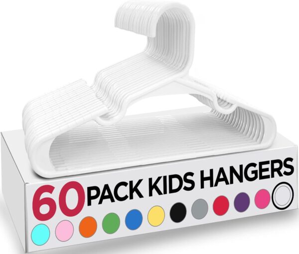 Utopia Home 60 Pack Kids Hangers - 11.5 Inch Plastic Baby Hangers for Closet - Childrens Hangers for Clothes & Infant Hangers for Closet (White)