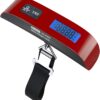 Luggage Scale, Dr.meter Luggage Weight Scale Backlight LCD Display PS02 110lb/50kg Electronic Balance Digital Postal Travel Accessories with Rubber Paint Handle Temperature Sensor, Red