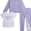 Reebok Girls' Legging Set - 3 Piece Performance Long Sleeve T-Shirt, Tee, and Leggings - Active Set for Toddlers/Girls, 2T-6X