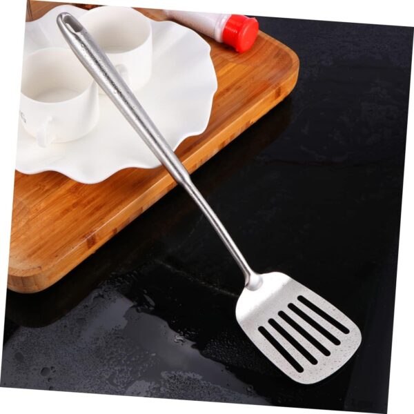 PRETYZOOM Stainless Steel Slotted Turner Spatula with Round Handle Heavy Duty Kitchen Utensil for Cooking Frying and Serving Essential Heat Resistant Kitchen Gadget