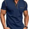 Men's Fashion Henley Shirt Classic Short/Long Sleeve Lightweight Button Cotton T-Shirt Casual Top