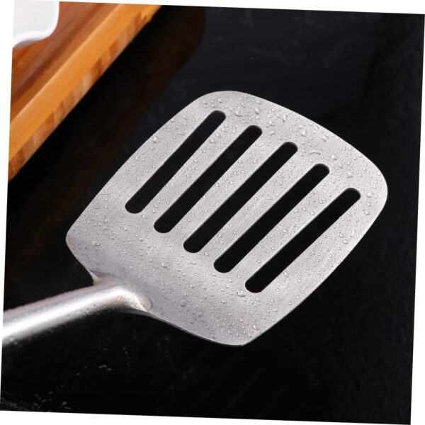 PRETYZOOM Stainless Steel Slotted Turner Spatula with Round Handle Heavy Duty Kitchen Utensil for Cooking Frying and Serving Essential Heat Resistant Kitchen Gadget