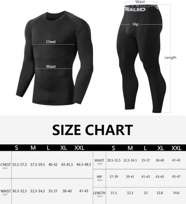 TELALEO 2 Set Mens Thermal Underwear Fleece Lined Long Johns 4 Pcs Base Layer Shirts Pant for Cold Winter Weather