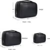 BUBM 3Pcs PVC Electronics Organizer Travel Case, Travel Gadget Storage Bag, Cable Organizer Bag Tech Organizer for USB Flash Drive, Plug, Cord, Charger, Power Bank, Black