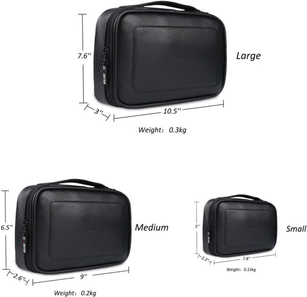 BUBM 3Pcs PVC Electronics Organizer Travel Case, Travel Gadget Storage Bag, Cable Organizer Bag Tech Organizer for USB Flash Drive, Plug, Cord, Charger, Power Bank, Black