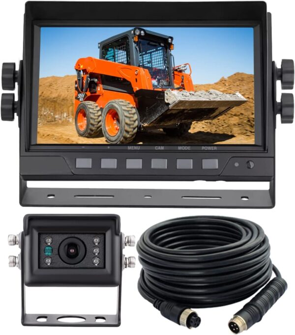 7" 1080P AHD Wired Reverse Rear View Backup Camera System,Guide line,IP69K No Water Leakage Camera, Night Vision, Vibration-Proof 10G for Tractor/Truck/Excavator/Caravan/Skid Steer/Heavy Equipment