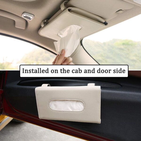 Car Tissue Holder, Sun Visor Napkin Holder, Car Mask Holder for Sun Visor, Masks Dispenser for Car, Car Tissue Box with Tissue Refill (Beige)