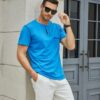 Men's Fashion Henley Shirt Classic Short/Long Sleeve Lightweight Button Cotton T-Shirt Casual Top