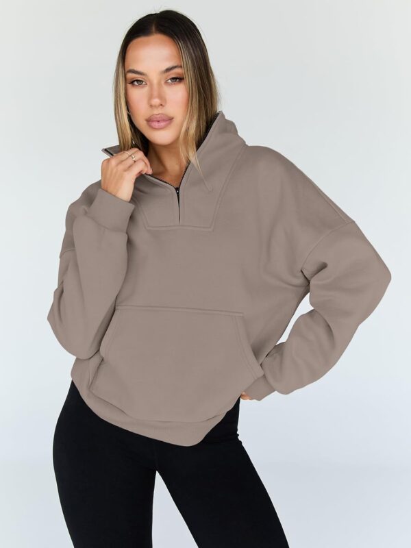 Trendy Queen Sweatshirts Quarter Half Zip Pullover Oversized Hoodies Sweaters Comfy Fall Outfits 2025 Y2K Winter Clothes