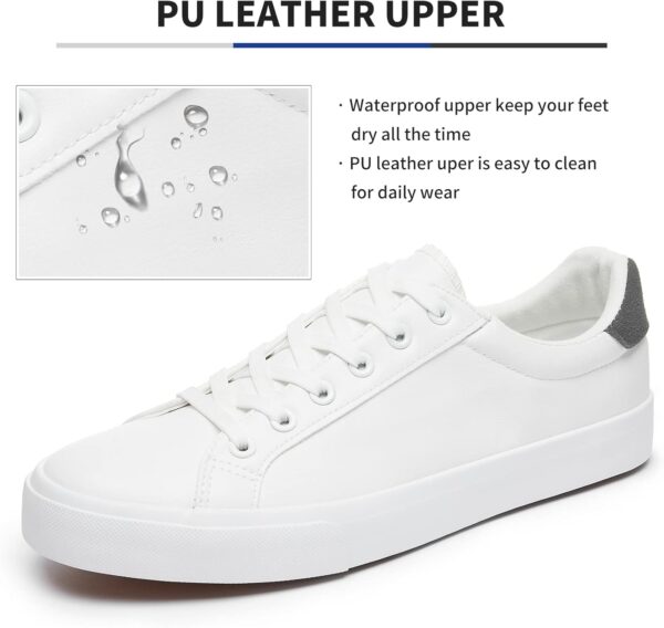 FRACORA Mens White Tennis Shoes Low Top Fashion Sneakers PU Leather Casual Shoe for Men