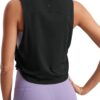 CRZ YOGA Pima Cotton Cropped Workout Tank Tops for Women - Sleeveless Sports Athletic Yoga Running Gym Crop Shirts