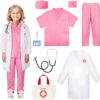 Meland Doctor Costume for Kids - Kids Scrubs with Lab Coat & Carry Bag, Doctor Dress Up for Halloween, Career Day Role Play