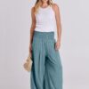 ANRABESS Women Linen Palazzo Pants Summer Boho Wide Leg High Waist Casual Lounge Pant 2025 Beach Travel Vacation Outfits