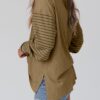 Dokotoo Long Sleeve Spring Tops Oversized 2025 Trendy Round Crew Neck Casual Color Block Womens Shirts Blouses