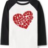 Toddler Boys Girls Valentine Shirts Raglan Long Sleeve Tees Kids Love Heart Truck Graphic Tops 2-7 Years