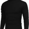 Poriff Men's Casual Slim Fit Basic Tops Knitted Lightweight Turtleneck Pullover Sweater