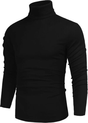 Poriff Men's Casual Slim Fit Basic Tops Knitted Lightweight Turtleneck Pullover Sweater