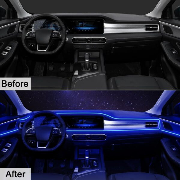 Interior Car LED Strip Lights APP Control, 5 in 1 RGB 16 Million Colors Ambient Lighting Kit with 236 inches Fiber Optic, Music Mode Inside Car Lighting Accessories