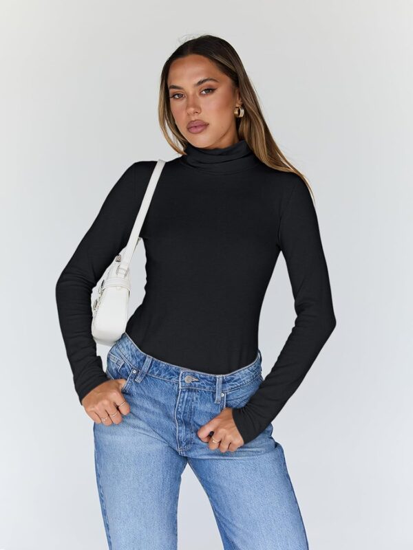 Trendy Queen Women's Turtleneck Long Sleeve Shirts Fall Fashion Basic Thermal Underwear Tops Winter Clothes 2025