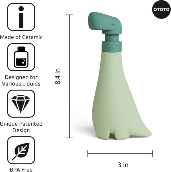 New OTOTO Soapasaurous Dino Hand Soap Dispenser - Cute Soap Dispenser Bathroom Accessories, Liquid Dish Soap Dispenser, Kitchen Soap Dispenser, Cute Kitchen Accessories, Unique Kitchen Gadgets